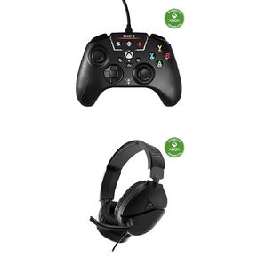 Bundle of Turtle Beach REACT-R Wired Game Controller, Licensed for Xbox Series X: Black + Turtle Beach Recon 70 Multiplatform Gaming Headset for Xbox, PlayStation, PC, Mobile: Black