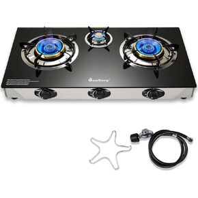 2 burner propane stove two burner, Portable Tempered Glass Auto Ignition Gas Cooktop, Suitable for Outdoor/Camping/RVs