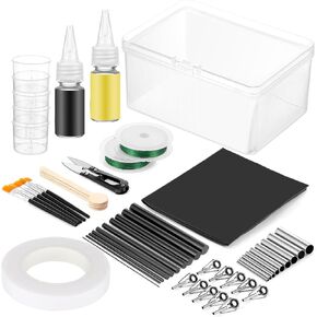 Fishing Rod Repair Kit with 10 Sizes Carbon Fiber Sticks Fishing Pole Repair Kit Fishing Rod Building Kit with Epoxy Glue, Wrapping Thread and Stainless Steel Tubes to Repair Broken Fishing Pole