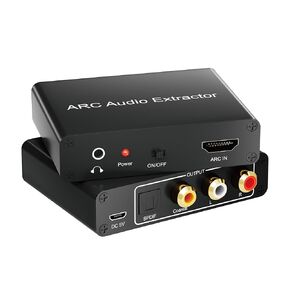 HDMI ARC Audio Extractor Adapter 192KHz, with SPDIF, Coaxial, 3.5mm, RCA Stereo, HDMI ARC to RCA Optical Audio Adapter Extractor for Sony LG Samsung TV, Soundbar, PS 5