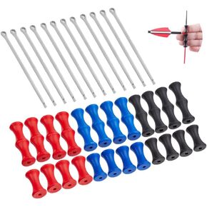 NBEADS 12 Sets 3 Colors Bow String Finger Savers, Archery Bowstring Finger Protector Bowstring Finger Guard with 6cm/2.36inch Alloy Needles for Recurve Bow String Protection