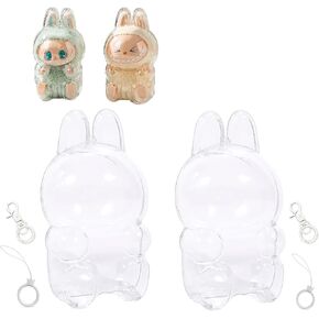Labubu Cases, 2 PCS Labubu Protective Cases Covers Acrylic Clear Protectors for Labubu with Keychains (Doll Not Included, 2 PCS Standing Cases) in Saudi Arabia
