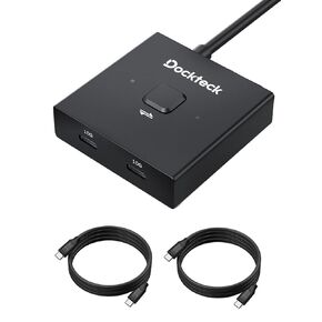 Dockteck USB C Switch ، Switcher ثنائية الاتجاه 1 في 2 Out/2 في 1 Out ، مفتاح USB مع 4K@60Hz ، سرعة نقل 10 جيجابت في الثانية ، شحن 100 واط PD ، 3.3 قدم USB-C الكبل الكامل المميز للطابعة ، الكمبيوتر المحمول ، SSD ، SSD