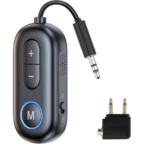 Bluetooth 5.3 Transmitter Receiver for Airplane Wireless Bluetooth Adapter 2 in 1 Adapter Travel Essentials for Airplane TV Fitness Bike Home Stereo