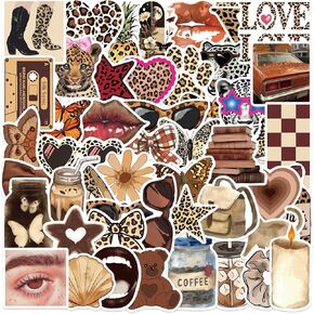 50PCS Retro Aesthetic Stickers,Cool Aesthetic Y2k Stickers for Water Bottle Laptop Phone,Aesthetic Leopard Print Vinyl Waterproof Stickers Pack for Girls Teens Adults