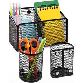 QYH Magnetic Pen Holder 4 Pack Pencil Locker Organizer Accessories for School and Office, Black