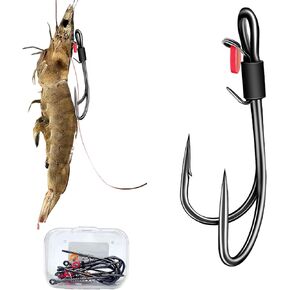 Double Fishing Hooks-Live Shrimp Hook Bait Holder Hooks,Fishing Lures Saltwater Freshwater Fishing Gear Fishing Lure