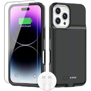BOPPS Battery Case for iPhone 16 Pro,15W Fast Ultra-Slim 8500mAh Portable Rechargeable Strong Protective Extended Charger Cover for iPhone 16 Pro Charging Case-Black
