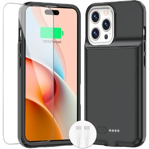 BOPPS Battery Case for iPhone 13/13 Pro/14/14 Pro,Upgrated Powerful 7000mAh Charging Portable Rechargeable Charger Case Cover for iPhone 13/13 Pro/14 Pro/14 Charging Case-Black