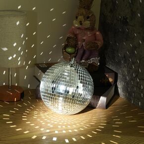 8inch Mirror Disco Ball - Hanging Big Disco Ball for Party Decorations, DJ Clubs, Weddings, Bars, Holiday Events, and Stage Decor with 15pcs Replacement Mirrors