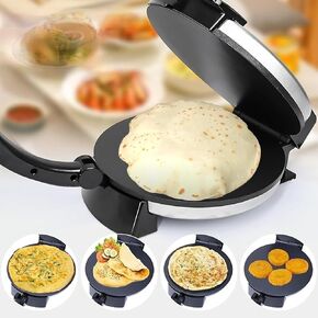 Electric Tortilla Press 10 Inch Roti Maker, with Temperature Adjustment Automatic Non-Stick Surface 1500W Electric Tortilla Press