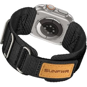 SUNFWR Rugged Nylon Band for Apple Watch Ultra 2&1 49mm 46mm 45mm 44mm 42mm Men,Velcro Tactical Military Strap for iWatch Series 10/9/8/7/6/5/4/3/2/1/SE