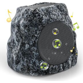 Outdoor Rock Speaker 30W Deep Bass Multi-Sync up to 100 Speakers Auto-Pairing, IPX7 Waterproof Solar-Powered Bluetooth Speaker Perfect for Pool, Garden, Patio, Ideal for Music Entertainers - 1 Pack