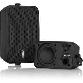 Inwa Outdoor Bluetooth Speakers, 400W Active Passive Wall Mount Speaker, Waterproof Wireless Indoor/Outdoor Stereo Sound Set W/Aux in, Sound System for Patio/Porch/Gazebo/Garage(Pair, Dark Black)