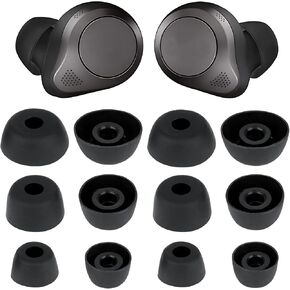 Earbud Replacements Tips Earbuds Tips Soft Rubber Silicone Eargel Cover, Compatible with Jabra Elite 75t/ 65t/ Active/ 7 Pro/Elite 3/ Elite S/M/L 6 Pairs Black and Transparent White in Kuwait