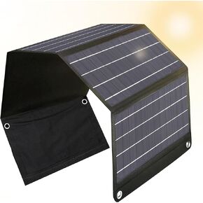 28W Portable Solar Panel Charger-Solar Panel for Portable Small Power Station,Foldable Power Charger with 4 Solar Panels,Dual USB Ports,Solar Panel for Camping Backpacking Hiking