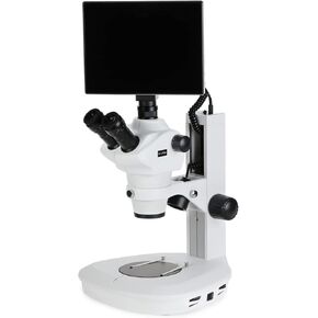 AmScope - 4X-200X Trinocular Dual-Illumination Stereo Microscope on Track-Stand w/ 9.7" Touchscreen Imaging System - SF-2TRAZZ-TP