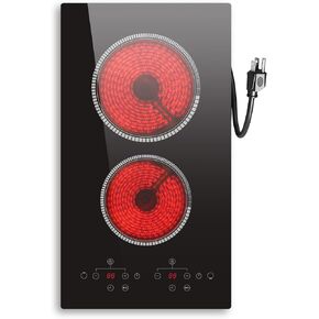 2 Burner Electric Cooktop ، STOVE الكهربائية 120 فولت 120 فولت 2000W أعلى الموقد في الموقد مع مؤقت ، 9 تعديل المستوى ، الإيقاف المؤقت وقفل الطفل ، كونترتوب ومدمج ، لمسة مستشعر ، بلديكا