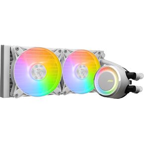 MSI MAG CoreLiquid E240 Black - AIO ARGB CPU Liquid Cooler - Rotating Cap Design - 240mm Radiator - Dual 120mm ARGB PWM Fans - LGA 1700/1851 / AM5/AM4 Compatible
