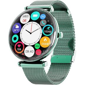 Hwagol Smart Watch[Call/Metal Slim] Android iPhone Compatible,1.43" Micro-Spherical AMOLED Smart Watches for Women,IP68 Waterproof Fitness Tracker Pedometer/Sleep/Heart Rate Monitor(20mm Band*2)