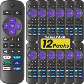 6 Pack Replacement Remote Control for Roku TV, Compatible with All Onn Roku/Hisense Roku/Sharp Roku/Philips Roku/TCL Roku Smart TVs(Not for Roku Stick, Box or Speaker)
