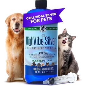 HighVibe Silver-Colloidal Silver for Pets 32 oz-Colloidal Silver Dogs, Colloidal Silver Cats