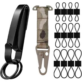 3-in-1 Tactical Molle Attachments Set – Molle Straps, Quick Release Key Ring Holder & Carabiner T-Mount Clip – for Vests, Backpacks, Duty Belts, Police, Firefighters & Outdoor Gear
