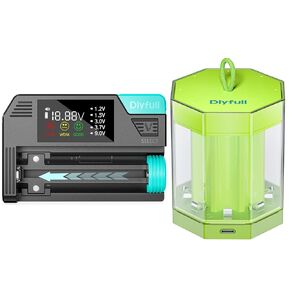Dlypow DB1 Universal Battery Tester و U8P-Green 8 Bay AA AAA Charger ، شاحنان كبلتين