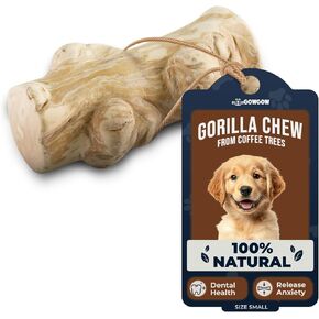 Gorilla Chew Toy Made from Real Coffee Wood - Coffee Wood Dog chew Large for Dog Over 70lbs 100% Natural, Organic Toys - Dog Health, Teeth Cleaning, Relieve Stress