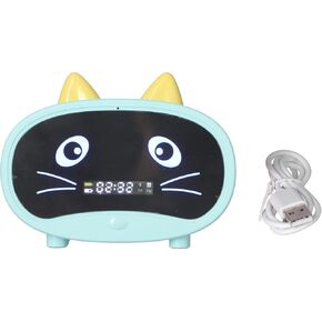 Bluetooth Speaker,Small Alarm Clock Radio for Bedrooms,Dual Alarm, LED Display,Cute Cat Ear Design Supports Memory and USB Sound Cards,FM Radio,Built in1000mHA Battery for Bedroom Office(Green)