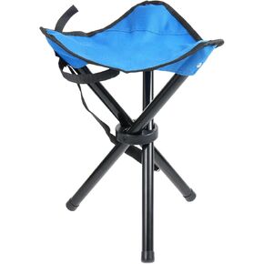 Portable Folding Camping Stool, Collapsible Tripod Stool Chair for Adults, 3 Legged Blue Chair with Adjustable Handle for Outdoor Travel Camp Picnic Fishing Hunting Walking Hiking