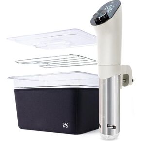 Greater Goods Pro Sous Vide Kit - An 1100 Watt, Powerful, Precise Sous Vide Cooker and Premium, Plastic Container with Sous Vide Rack, Lid, and Neoprene Sleeve | Designed in St. Louis (Birch Kit)