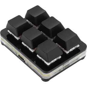 6 Key Gaming Keyboard, USB Mini Keyboard Programmable Macro Keyboard, RGB Mechanical Keyboard 6 Keys One Handed USB PC Keypad for Game Office (White)