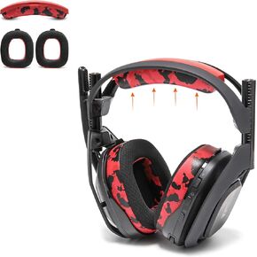 WC A50 MOD KIT - حزمة أذن HEABDAND و COOLING GEL FORDLE لـ ASTRO A50 مصنوعة من وسائد شريرة ، متوافقة مع A50 GEN 4 و GEN 5 & A50X | كامو أحمر