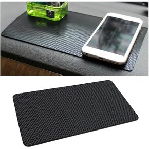 Car Anti-Slip Dashboard Rubber Mat, 10.6" x 5.9" Sticky Adhesive Auto Dashboard Pad for Cell Phone Sunglasses, Multifunctional Magic Dash Pad, Universal for RV, SUV, Truck (Chequered Pattern)