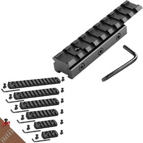 9 Slots Dovetail to Picatinny Rail Adapter and 6 Pack 3 5 7 9 11 13 Slots with Single Picatinny Aluminum Accessory Rail Set