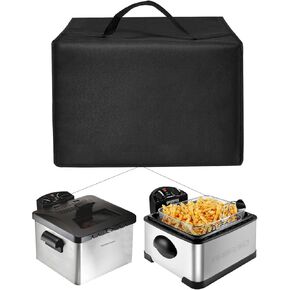 Heavy Duty Nylon Fryer Cover - Waterproof & Heat Resistant for Hamilton Beach, Elite Gourmet EDF-401T, Chefman 4.5L Deep Fryers (Black)