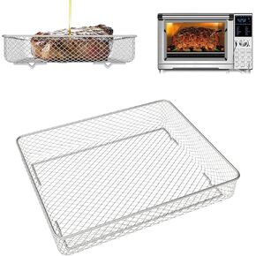 Oven Air Fryer Basket Replacement for Nuwave Bravo XL Toaster Oven,Stainless Steel Mesh Basket for Most Smart Convection Ovens/Air Fryer Accessories,for Frozen or French Fry Food,10''D x 12''W