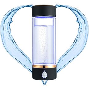 N.P Hydrogen Water Bottle Generator With PEM and SPE Technology, Up to 1800PPB, Portable Water Maker, Machine, New Technology Glass Ionizer (Black)