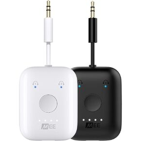 MEE audio Connect Air (2 Pack) in-Flight Bluetooth Wireless Audio Transmitter Adapter, Black&White
