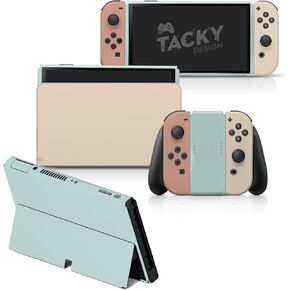 Tacky Design Classic colorwave Skin Compatible with Nintendo Switch Skin Wrap Cover, Color Blocking Skin for Nintendo Switch Stickers, Premium 3M Vinyl (Pastel Blue & Brown, Nintendo Switch)