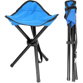 QWORK 2 Pack Tri-Leg Stool - 16" Folding Camping Stools, 250 lbs. Weight Capacity, 3 Legged Tripod Camp Stools Chair for Camping, Fishing