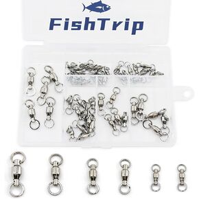 Fishing Swivels with Split Rings, 25/50pcs Ball Bearing Swivel Speed Clips Stainless Quick Change Connector for Saltwater