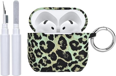 for AirPods 4th Generation Case with Cleaner Kit Soft, Cute Daisy Leopard Print Aesthetic Silicone Shockproof Keychain Girls Women Case Cover for Airpods 4(2024)-Grey in Saudi Arabia