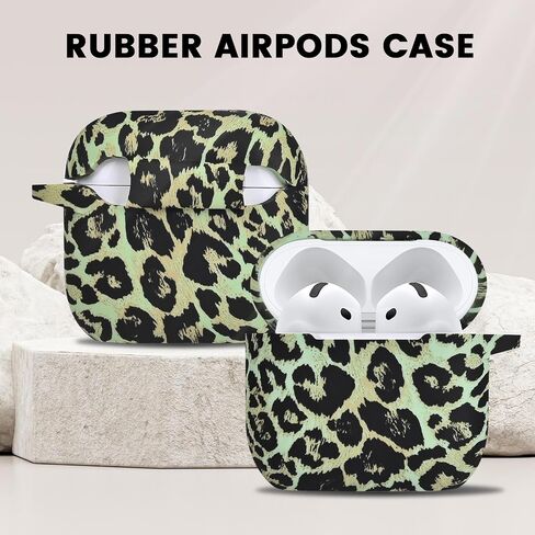 for AirPods 4th Generation Case with Cleaner Kit Soft, Cute Daisy Leopard Print Aesthetic Silicone Shockproof Keychain Girls Women Case Cover for Airpods 4(2024)-Grey in Saudi Arabia