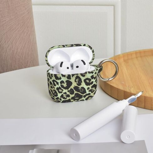 for AirPods 4th Generation Case with Cleaner Kit Soft, Cute Daisy Leopard Print Aesthetic Silicone Shockproof Keychain Girls Women Case Cover for Airpods 4(2024)-Grey in Saudi Arabia