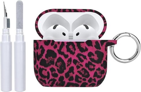 for AirPods 4th Generation Case with Cleaner Kit Soft, Cute Daisy Leopard Print Aesthetic Silicone Shockproof Keychain Girls Women Case Cover for Airpods 4(2024)-Grey in Saudi Arabia