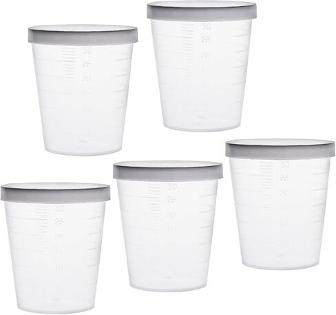 YOKIVE 10 Pcs Plastic Beaker, Laboratory Use | Liquid Measuring Cup with Lid, Great for Lab, Kitchen, Daily Use (Clear White, 30ML) in Saudi Arabia