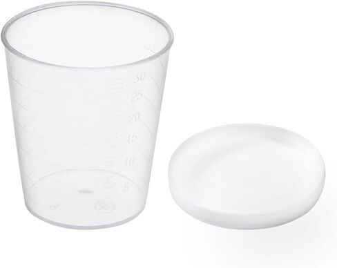 YOKIVE 10 Pcs Plastic Beaker, Laboratory Use | Liquid Measuring Cup with Lid, Great for Lab, Kitchen, Daily Use (Clear White, 30ML) in Saudi Arabia