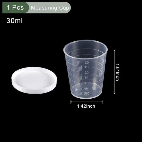 YOKIVE 10 Pcs Plastic Beaker, Laboratory Use | Liquid Measuring Cup with Lid, Great for Lab, Kitchen, Daily Use (Clear White, 30ML) in Saudi Arabia